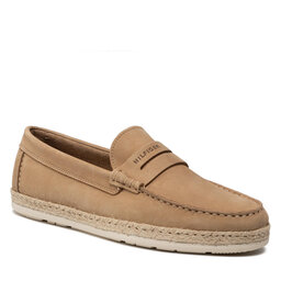 Tommy Hilfiger Espadrilės Tommy Hilfiger Jute Nubuck Mocassin FM0FM03961 Classic Khaki RBL