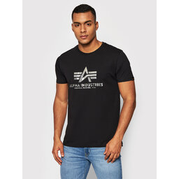 Alpha Industries Alpha Industries Marškinėliai Basic Foll Print 100501FP Juoda Regular Fit