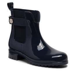 Tommy Hilfiger Гумени ботуши Tommy Hilfiger Ankle Rainboot With Metal Detail FW0FW06777 Desert Sky DW5