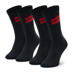 Hugo Комплект 2 чифта дълги чорапи мъжки Hugo Rib Label 50468432 001