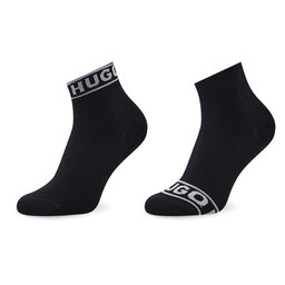 HUGO Sada 2 párů dámských vysokých ponožek Hugo Logo 50469291 Černá