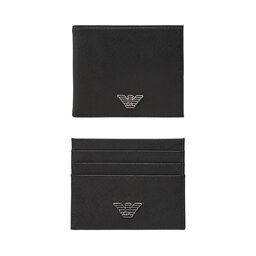 Emporio Armani Rinkinys: piniginė ir kortelių dėklas Emporio Armani Y4R237 Y138E Juoda