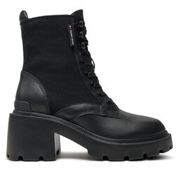 Tommy Jeans Botki Tommy Jeans Tjw Mid Heel Boot Mix Media EN0EN02556 Czarny