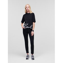 KARL LAGERFELD KARL LAGERFELD T-Shirt Signature Hem 226W1703 Μαύρο Relaxed Fit