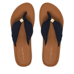 Tommy Hilfiger Zehentrenner Tommy Hilfiger Th Ltr Footbed Summer Sandal FW0FW09194 Dunkelblau