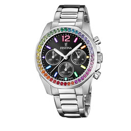 Festina Zegarek Festina Boyfriend Chronograph 20606/3 Silver/Black