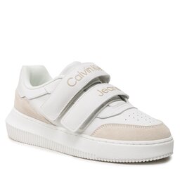 Calvin Klein Jeans Sneakersy Calvin Klein Jeans Chunky Cupsole Lth Velcro YW0YW00879 White/Ivory/Candied Ginger 0K8