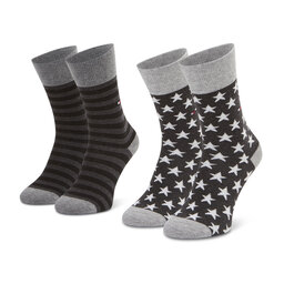 Tommy Hilfiger Lot de 2 paires de chaussettes hautes unisexe Tommy Hilfiger 100000816 Black 200