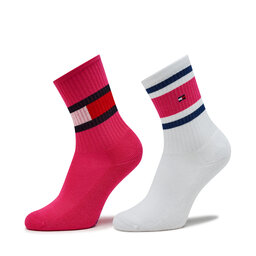 Tommy Hilfiger Sada 2 párů dětských vysokých ponožek Tommy Hilfiger 394020001 Magenta 027