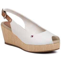 Tommy Hilfiger Espadrilles Tommy Hilfiger Iconic Elba Sling Back Wedge FW0FW04788 Ivory YBI