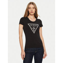 Guess Guess T-Shirt SS CN SHINY TRIANGLE Μαύρο Shirt Fit