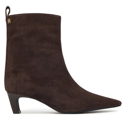 Tommy Hilfiger Stiefeletten Tommy Hilfiger Kitten Heel Suede Ankle Boot FW0FW09670 Dunkelbraun