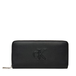 Calvin Klein Jeans Μεγάλο Πορτοφόλι Γυναικείο Calvin Klein Jeans Sculpted Zip Around LV04K1005G Μαύρο