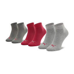 Puma 3 pares de calcetines cortos para mujer Puma 906978 16 Middle Grey Melange/Pink 1