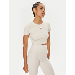 adidas adidas Marškinėliai Essentials IJ7804 Smėlio Slim Fit