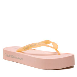 Calvin Klein Jeans Tåsandaler Calvin Klein Jeans Beach Sandal Flatform Logo YW0YW01092 Peach Blush/Oyster Mushroom TLL