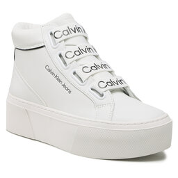 Calvin Klein Jeans Сникърси Calvin Klein Jeans Flatform Mid Branded Laces YW0YW00869 White/Black 0K4