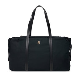 Tommy Hilfiger Handtasche Tommy Hilfiger Th Soft Nylon Hobo AW0AW18994 Schwarz