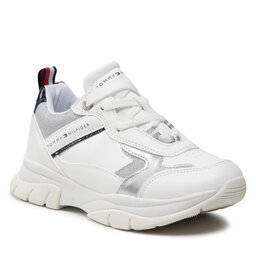 Tommy Hilfiger Sneakersy Tommy Hilfiger Low Cut Lace-Up Sneaker T3A4-32162-0196Y955 M White/Silver/Blu Y955