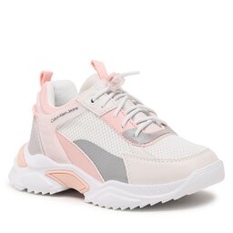 Calvin Klein Jeans Tenisice Calvin Klein Jeans Low Cut Lace-Up Sneaker V3A9-80491-1594 Grey/White/Pink Y921