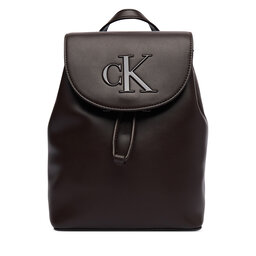 Calvin Klein Rucksack Calvin Klein Bold Ck Flap Mini Backpack LV04F3893G Dunkelbraun