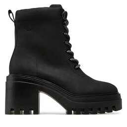 Calvin Klein Jeans Polokozačky Calvin Klein Jeans Chunky Heeled Zip Boot Lth YW0YW01548 Černá