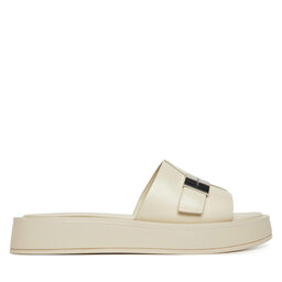 Calvin Klein Şlapi Calvin Klein Flatform Slide W/Ck Hw - Lth HW0HW02368 Écru