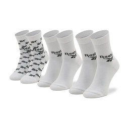 Reebok Комплект 3 чифта дълги чорапи мъжки Reebok Cl Fo Crew Sock 3P GG6682 White