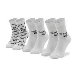 Reebok Set di 3 paia di calzini lunghi unisex Reebok Cl Fo Crew Sock 3P GG6682 White