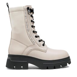 

Ботильйони Calvin Klein Jeans Chunky Combat Laceup Zip YW0YW00740 Eggshell ACF, Бежевий