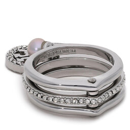 

Кільце Tory Burch Miller Pave Charm Ring 76348 Tory Silver/Crystal/Pearl 047, Срібний