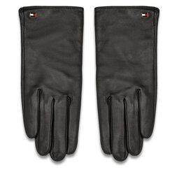 Tommy Hilfiger Moteriškos Pirštinės Tommy Hilfiger Essential Flag Leather Gloves AW0AW15360 Juoda