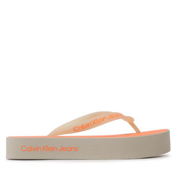 

В'єтнамки Calvin Klein Jeans Beach Sandal Flatform Logo YW0YW01092 Eggshell/Shocking Orange, Бежевий