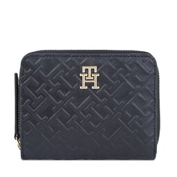 Tommy Hilfiger Kleine Damen Geldbörse Tommy Hilfiger Th Refined Med Za Mono AW0AW15755 Schwarz