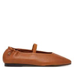 Tommy Hilfiger Ballerinas Tommy Hilfiger Soft Leather Ellastic Ballerina FW0FW09245 Braun