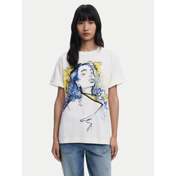 Desigual Desigual Camiseta Portrait 25WWTK05 Blanco Loose Fit