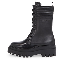 

Ботильйони Calvin Klein Jeans Flatform Knee Boot Laceup Lth Wn YW0YW01137 Triple Black 0GT, Чорний