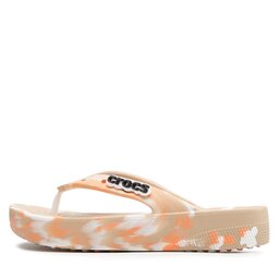 

В'єтнамки Crocs Classic Platform Marbled Flip W 207824 Chai/Multi, Бежевий