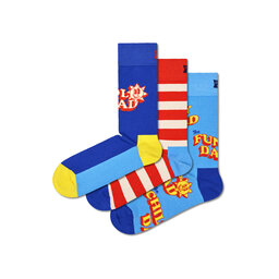 Happy Socks Sada 3 párů pánských vysokých ponožek Happy Socks XFOT08-6300 Barevná