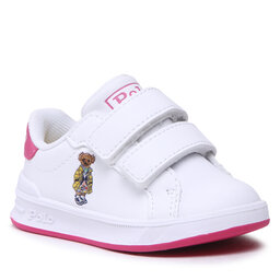 Polo Ralph Lauren Snīkeri Polo Ralph Lauren Heritage Court Ii Bear Ez RF104108 White Smooth/Baja Pink/Yellow w/ Watch Hill Bear