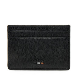 BOSS Estuche para tarjetas de crédito BOSS Grained faux-leather card holder with signature details 50536513 Negro