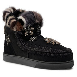 Mou Buty Mou Eskimo Sneaker Star Patch&Mink FW111006A Black/Black