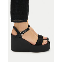 Calvin Klein Sandalen Calvin Klein Wedge 70 Sndl Webbing Lth HW0HW02882 Schwarz