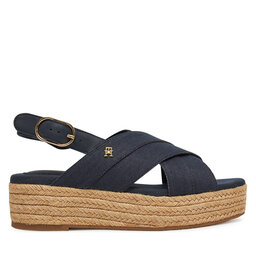 Tommy Hilfiger Espadrilles Tommy Hilfiger Denim Espadrille Platform Sandal FW0FW08669 Tumši zils