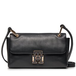 Tommy Hilfiger Sac à main Tommy Hilfiger Pushlock Leather Flap Crossover AW0AW16084 Black BDS