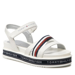 Tommy Hilfiger Sandalen Tommy Hilfiger Platform Velcro Sandal T3A2-32176-0567 S White/Multicolor X256