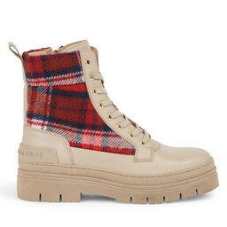 

Ботильйони Tommy Hilfiger Feminine Tartan Lace Up Bootie FW0FW07670 Merino ABO, Бежевий