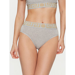 Versace Versace Klassischer Damenslip mit hoher Taille Greca Border AUD01050 Grau