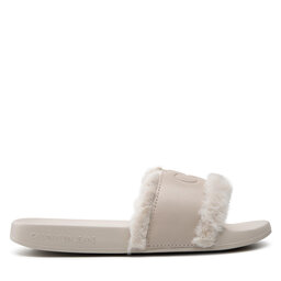 

Шльопанці Calvin Klein Jeans Slide W/Fake Fur YW0YW00754 Eggshell ACF, Бежевий
