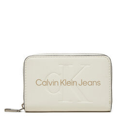 Calvin Klein Jeans Mazs sieviešu maks Calvin Klein Jeans Zip Around Mono K60K612255 Balts